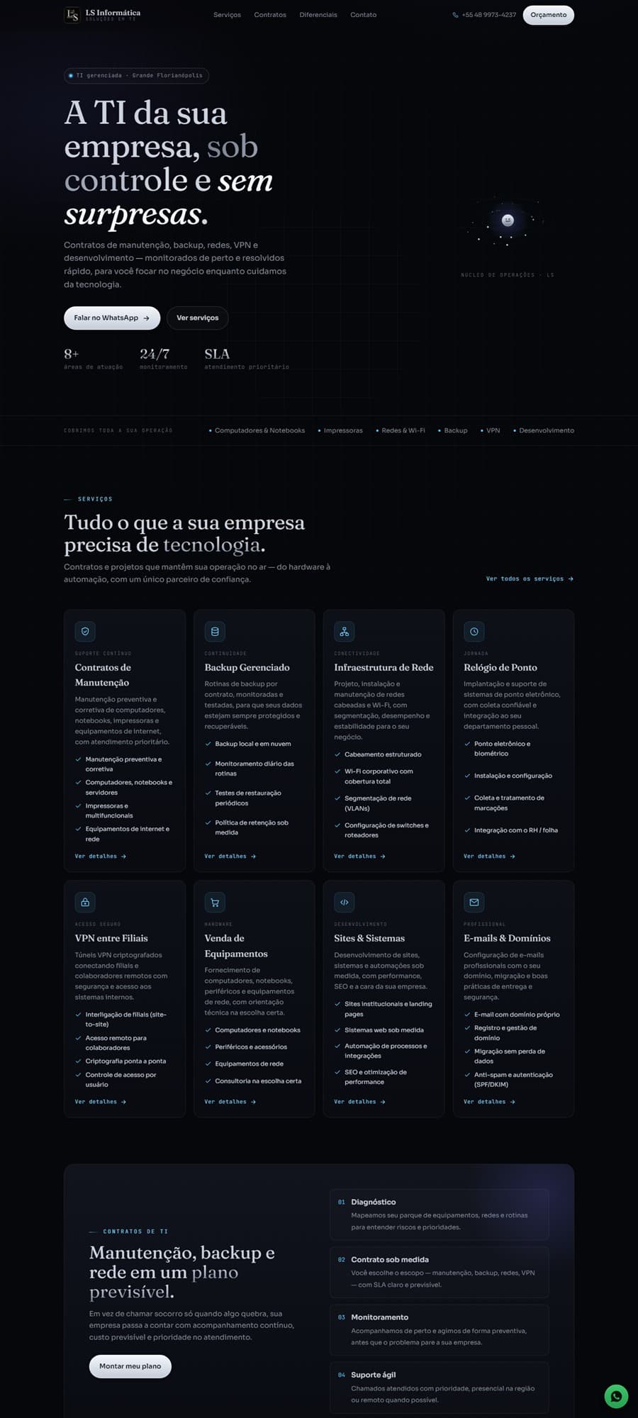 Página inicial do site LS Informática
